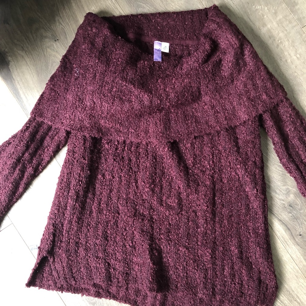 Cowl neck off the shoulder sweater